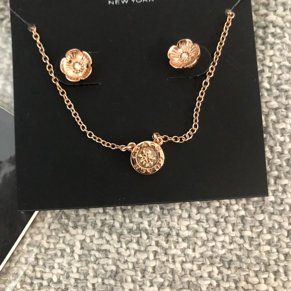 NWT Coach earrings and necklace set - Picture 2 of 2